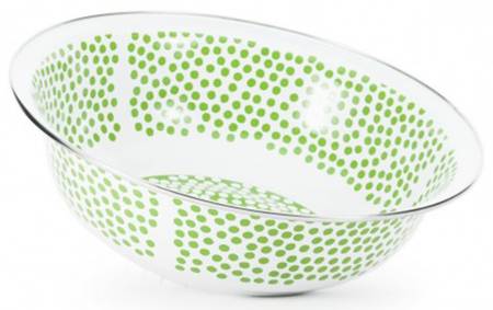 Malibu Dots Green Enamelware 13" Round Serving Bowl
