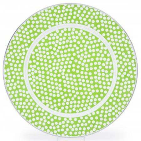 Malibu Dots Green Enamelware Service Plate (Charger)