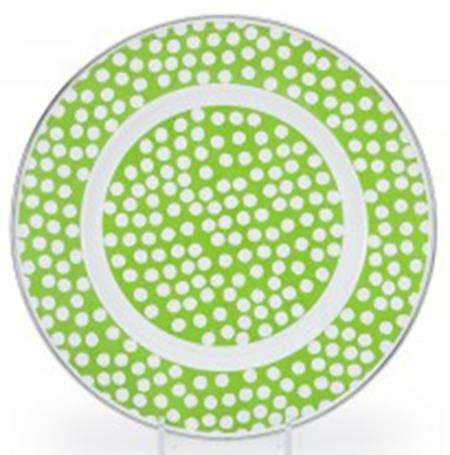 Malibu Dots Green Enamelware Individual Sandwich Plate