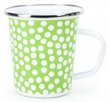 Malibu Dots Green Enamelware Latte Mug