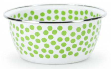 Malibu Dots Green Enamelware Individual Salad Bowl