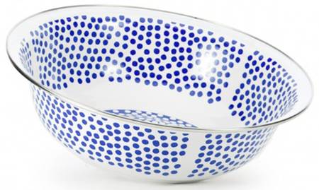 Malibu Dots Blue Enamelware 13" Round Serving Bowl
