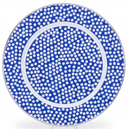 Malibu Dots Blue Enamelware Service Plate (Charger)