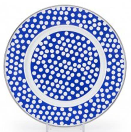 Malibu Dots Blue Enamelware Individual Sandwich Plate