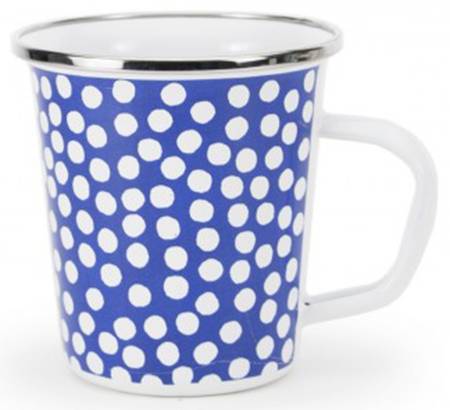 Malibu Dots Blue Enamelware Latte Mug