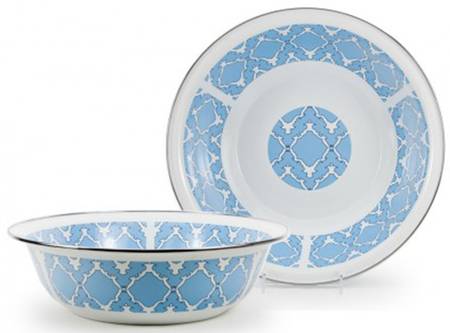 Charleston Blue Enamelware 13" Round Serving Bowl