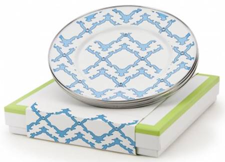Charleston Blue Enamelware Individual Sandwich/Party Plate - Set of 4
