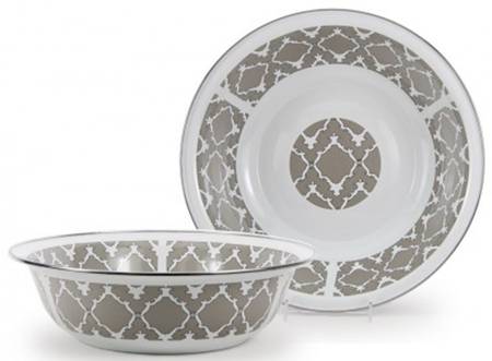 Charleston Taupe Enamelware 13" Round Serving Bowl