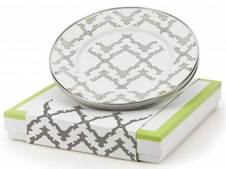 Charleston Taupe Enamelware Individual Sandwich/Party Plate - Set of 4