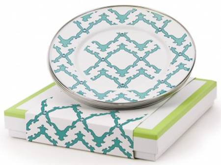 Charleston Green Enamelware Individual Sandwich/Party Plate - Set of 4