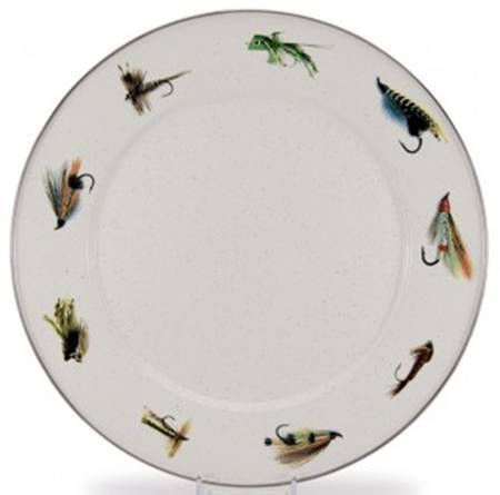 Fishing Fly Enamelware Service Plate (Charger)