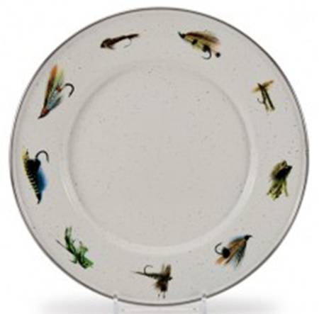 Fishing Fly Enamelware Individual Sandwich Plate