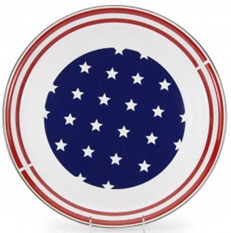 Stars and Stripes Enamelware 15" Round Tray