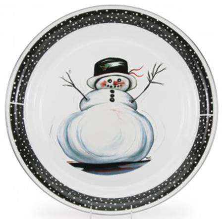 Snowman Enamelware 20" Round Tray