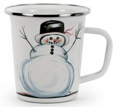 Snowman Enamelware Latte Mug