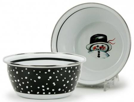 Snowman Enamelware Individual Salad Bowl