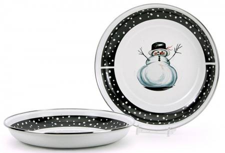 Snowman Enamelware Cookie Plate