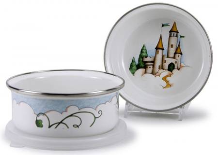 Jack Enamelware Childs Bowl & Plastic Lid
