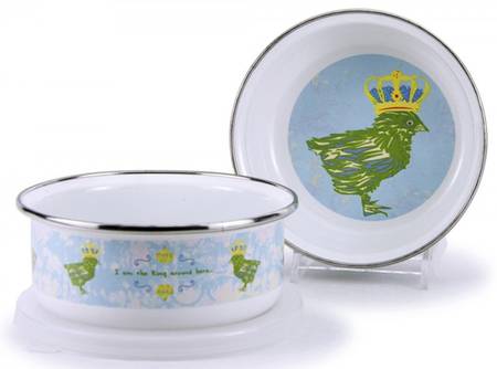 Chirp Boy Enamelware Childs Bowl & Plastic Lid