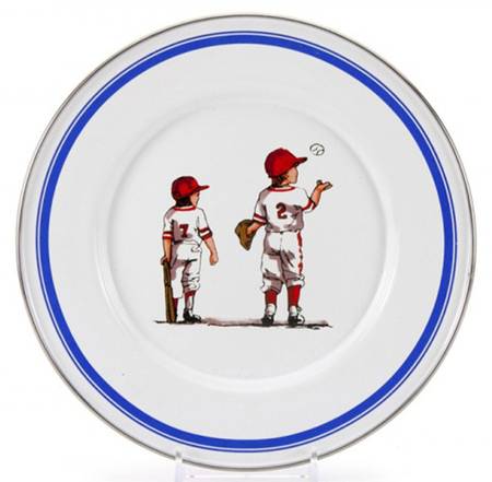 Baseball Boys Enamelware Child's Plate