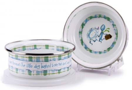 Nursery Rhyme Enamelware Childs Bowl & Plastic Lid