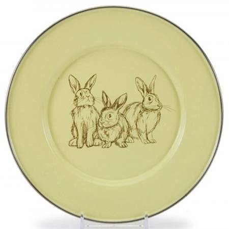 Yellow Bunnies Enamelware Child's Plate
