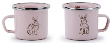 Pink Bunnies Enamelware Child's Mug