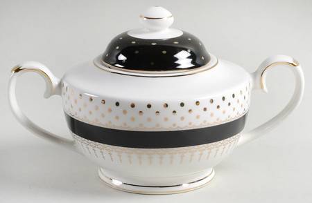 Pin Dots Black Sugar Bowl & Lid