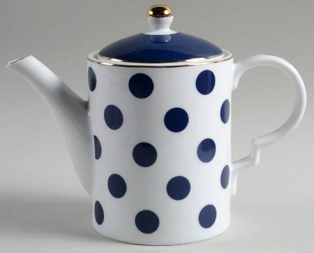 Big Navy Blue Dots Tea/Coffee Pot & Lid