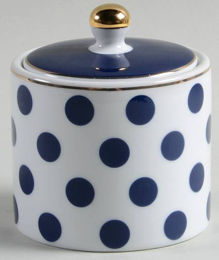 Big Navy Blue Dots Sugar Bowl & Lid