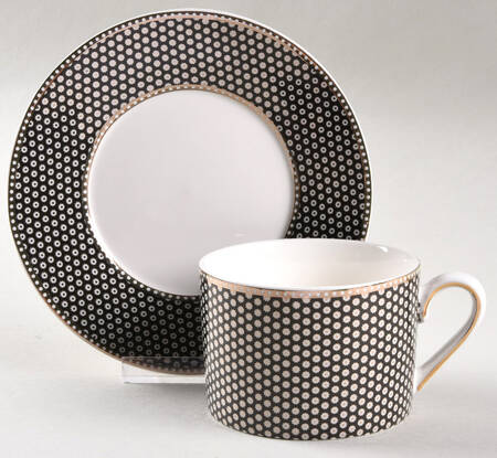 Black Gold Dots Flat Cup & Saucer Set