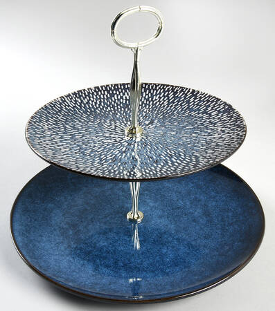 Matisse Cobalt Blue 6 5/8"-10"  2 Tiered Serving Tray (Dp, Sp) HC