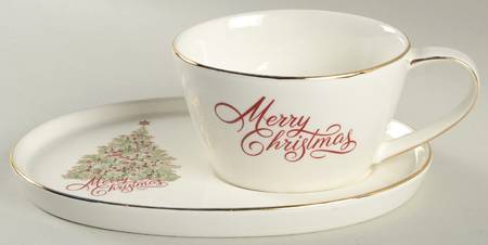 Star Tree Scallop Snack Plate & Cup Set