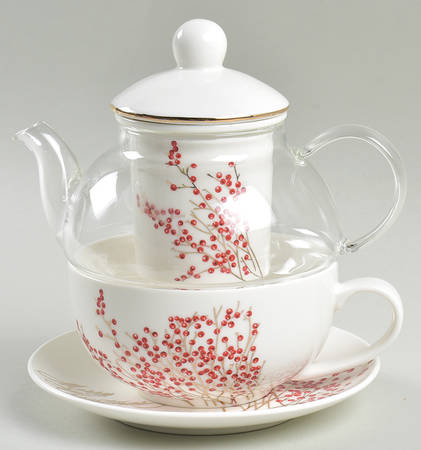 Red Berry Tea for One (Stacking Teapot w/Cup & Saucer)