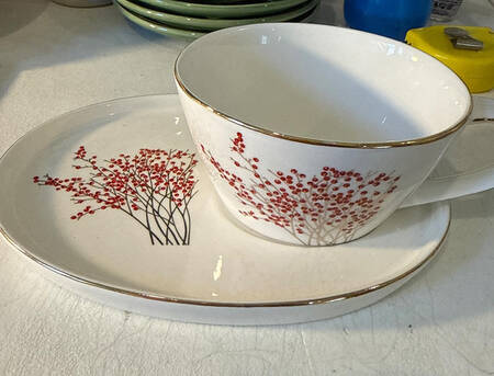 Red Berry Snack Plate & Cup Set