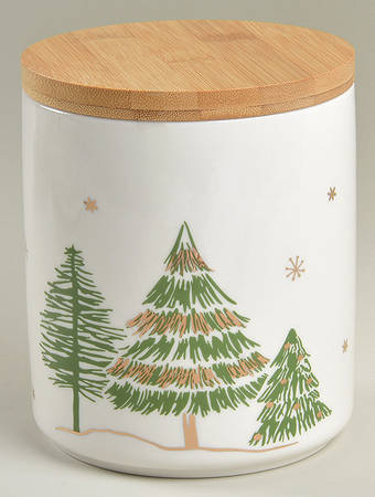 Green Gold Trees Large Canister & Lid