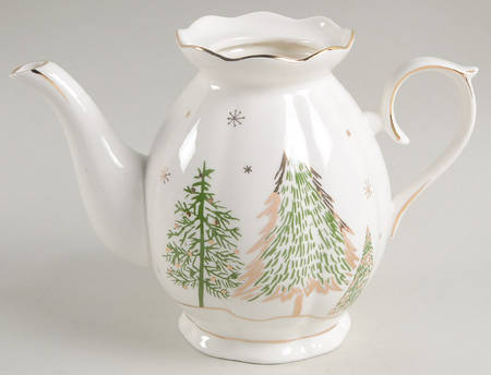 Green Gold Trees Teapot No Lid