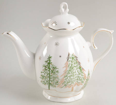 Green Gold Trees Teapot & Lid
