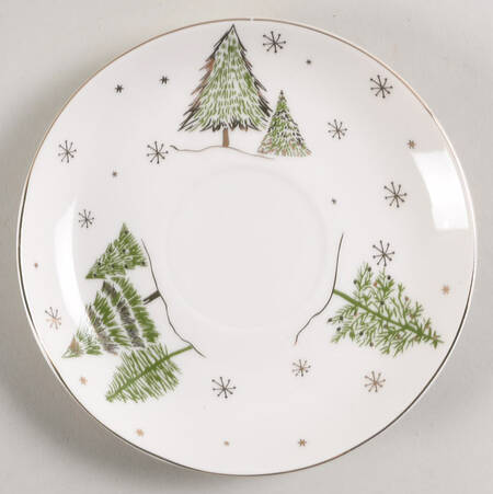 Green Gold Trees Saucer for Tea for 1