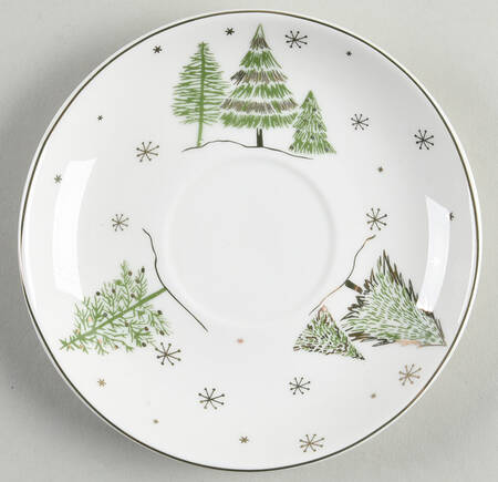 Green Gold Trees Saucer for Tea for 1