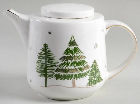 Green Gold Trees Teapot & Lid