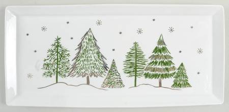 Green Gold Trees Rectangular Tray