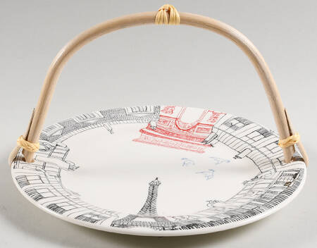 Ca C'est Paris 5 3/8"-5 5/8" Bamboo Handled Serving Plate  HC