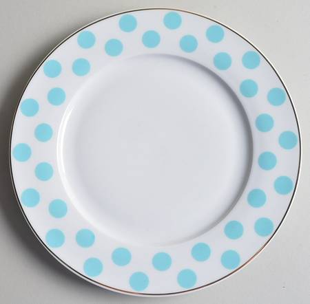 Polka Dots Aqua Salad Plate