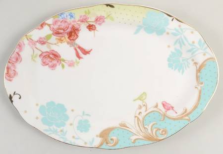 Pink Rose Dots 12" Oval Serving Platter
