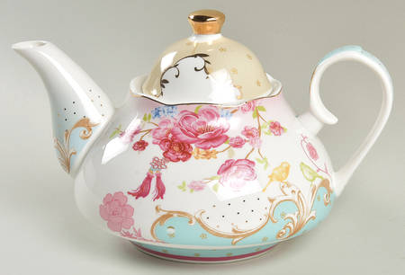 Pink Rose Dots Teapot & Lid