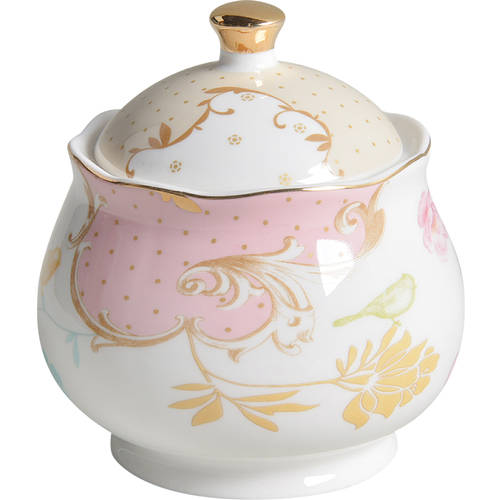 Pink Rose Dots Sugar Bowl & Lid