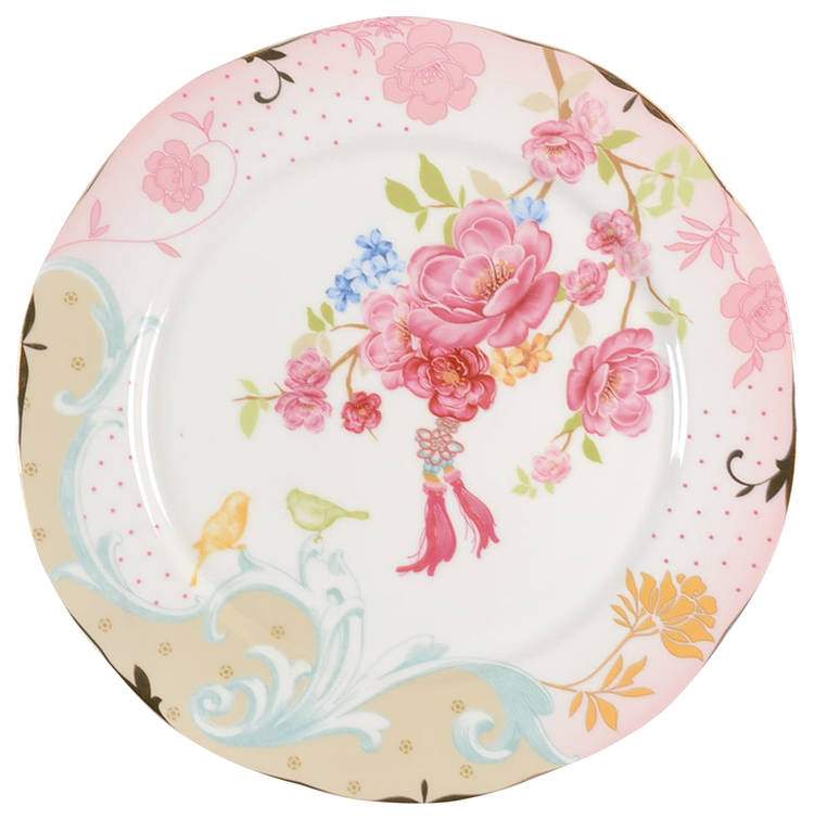 Pink Rose Dots Salad Plate