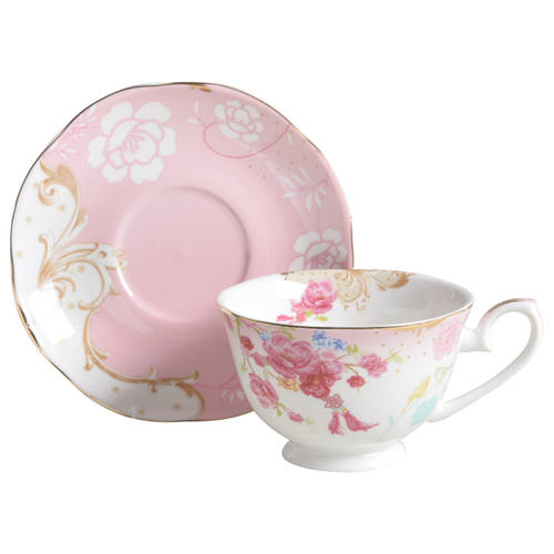 Pink Rose Dots Footed Cup & Saucer Set