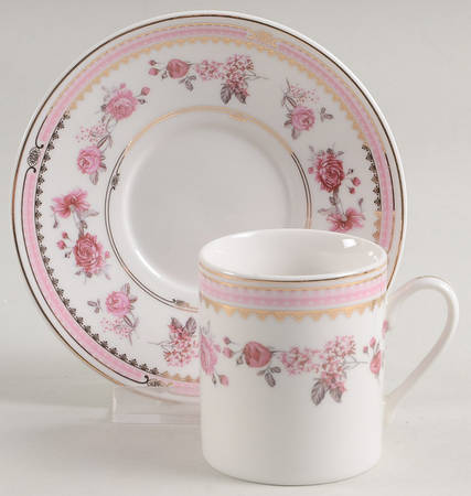 Pink Rose (Pink Band) Espresso Cup and Saucer Set